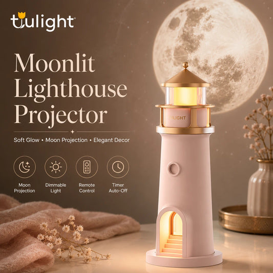 Moonlit Lighthouse Projector - Realistic Moon Projection & Ambient Night Light