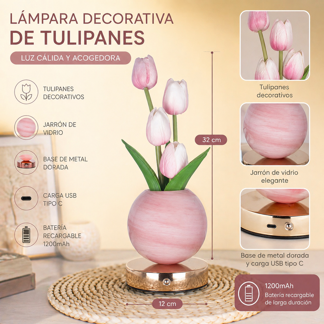 Lampara LED de Tulipanes