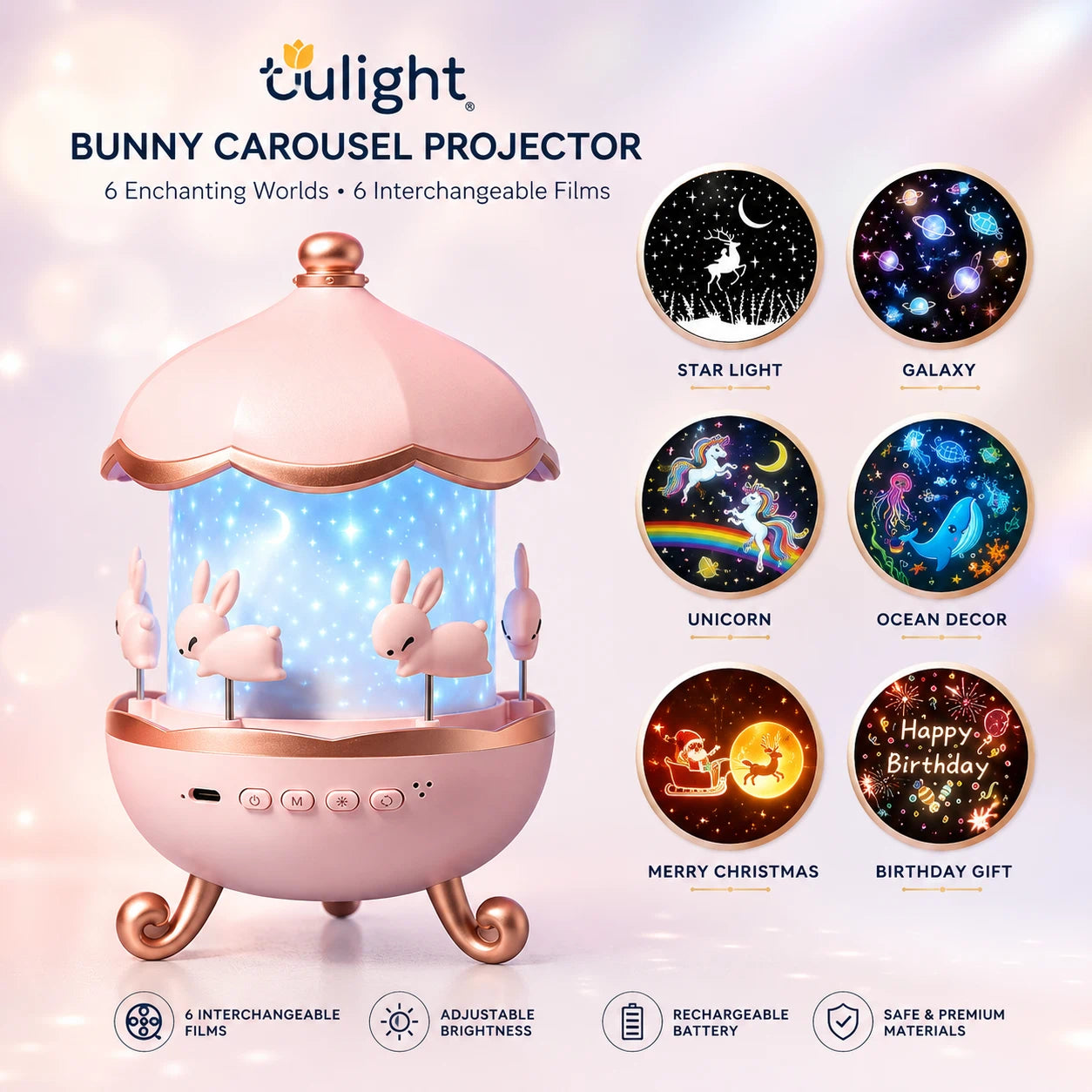 Bunny Carousel Projector Night Light
