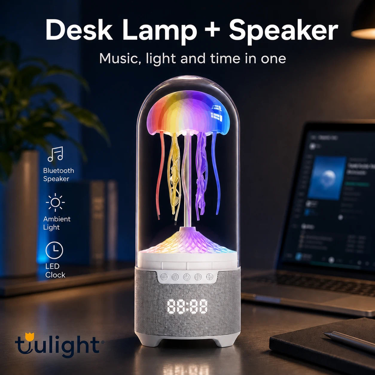 Colorful Jellyfish Mood Lamp Wireless Bluetooth Speaker