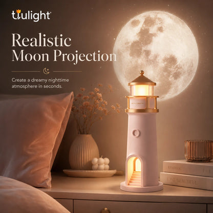 Moonlit Lighthouse Projector - Realistic Moon Projection & Ambient Night Light