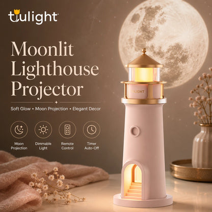 Moonlit Lighthouse Projector - Realistic Moon Projection & Ambient Night Light