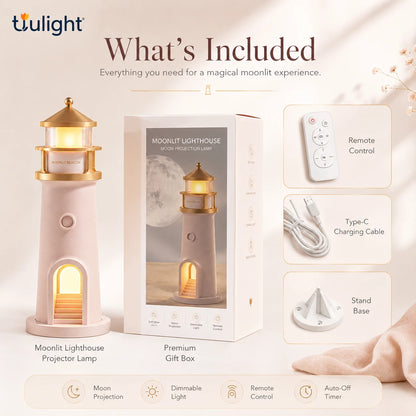 Moonlit Lighthouse Projector - Realistic Moon Projection & Ambient Night Light