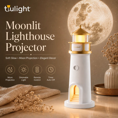 Moonlit Lighthouse Projector - Realistic Moon Projection & Ambient Night Light